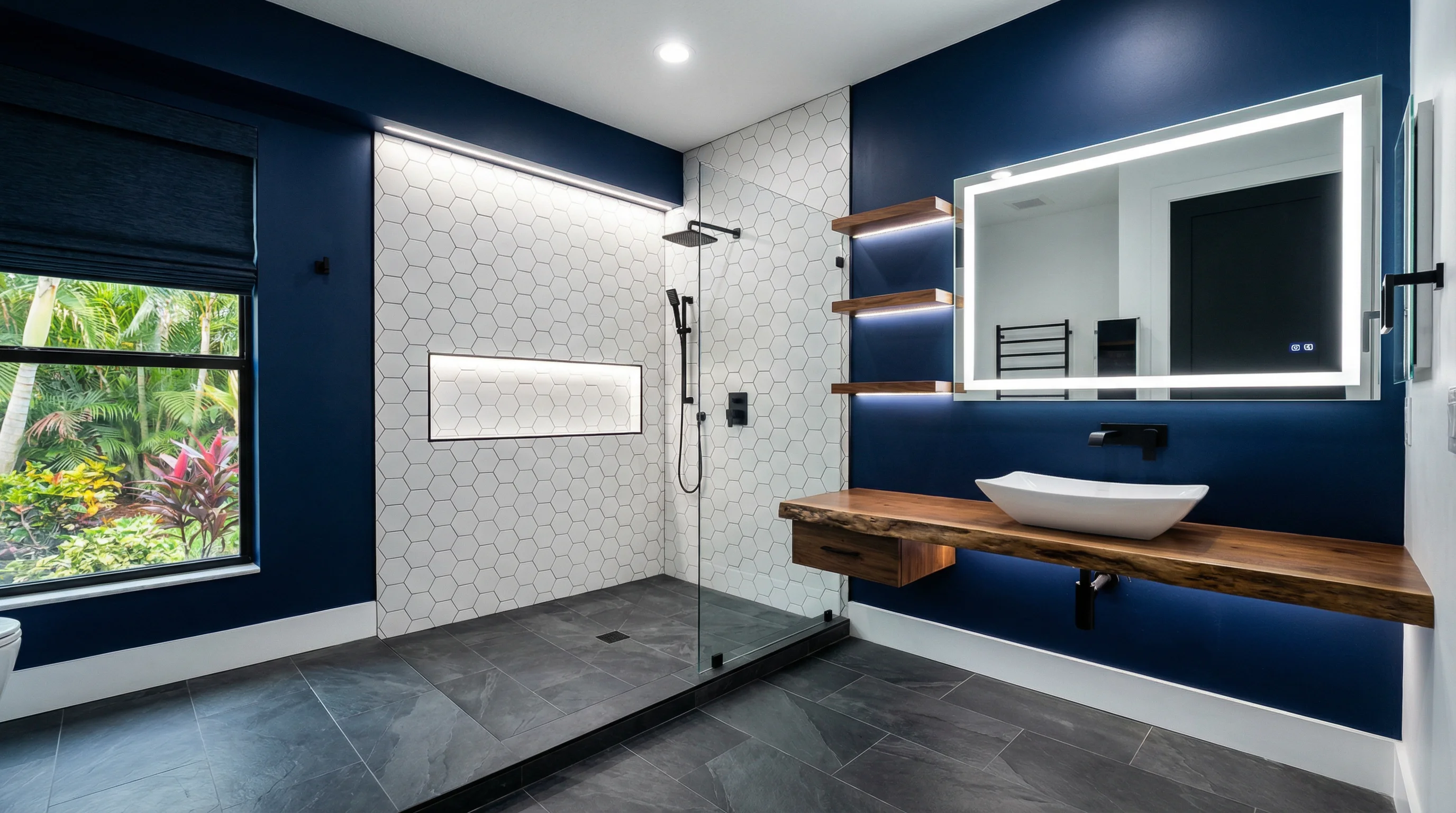 Contemporary Navy Bathroom