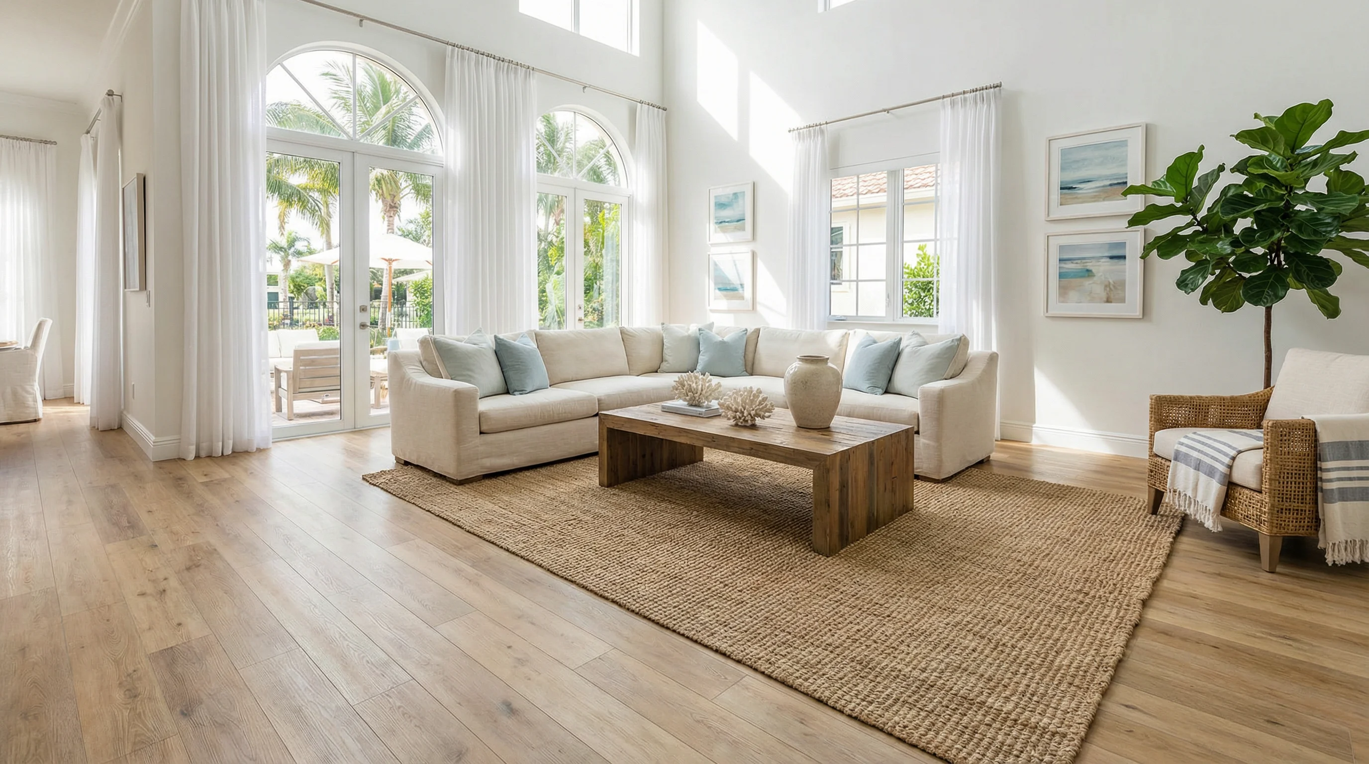 Coastal Living Room - Blonde Oak